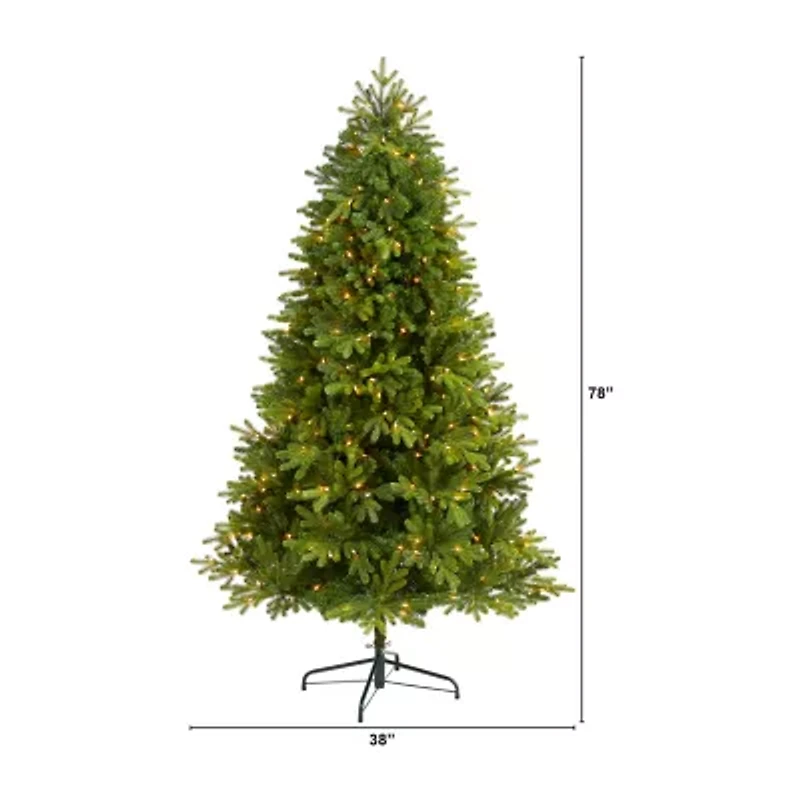 Nearly Natural Washington Fir 6 1/2 Foot Pre-Lit Fir Christmas Tree
