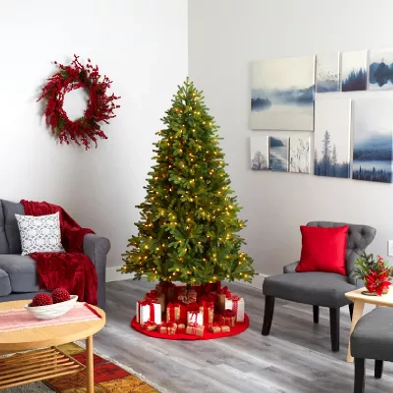 Nearly Natural Washington Fir 6 1/2 Foot Pre-Lit Fir Christmas Tree