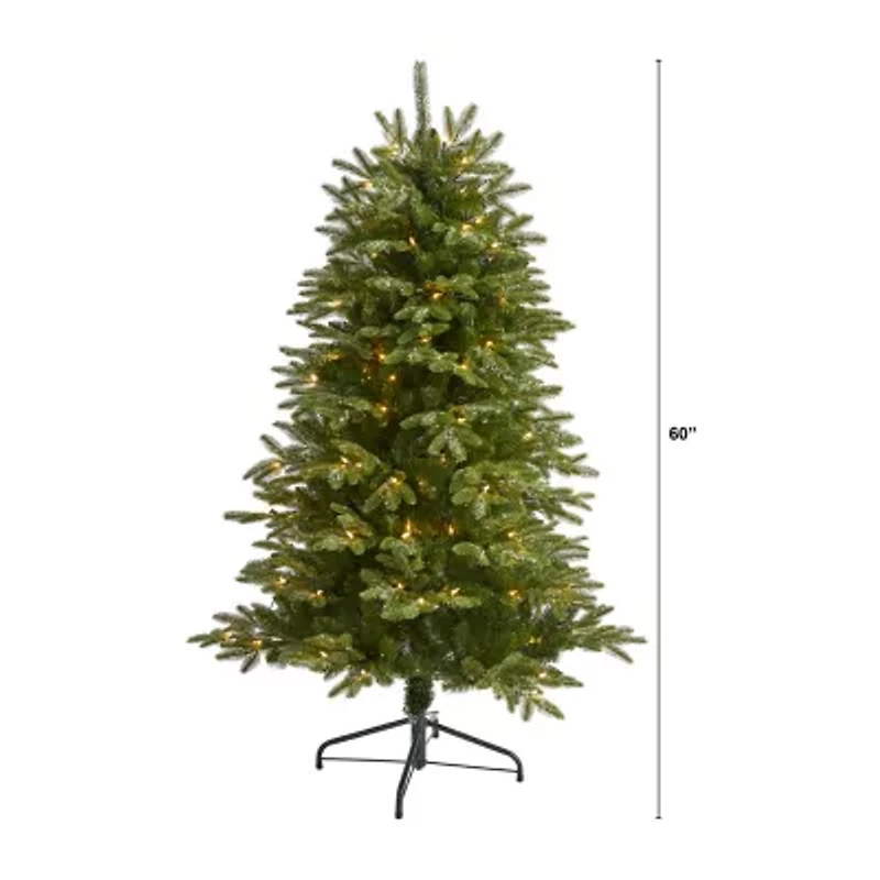 Nearly Natural Snowed 5 Foot Pre-Lit Pine Christmas Tree