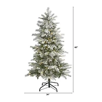 Nearly Natural Slim 5 Foot Pre-Lit Flocked Spruce Christmas Tree