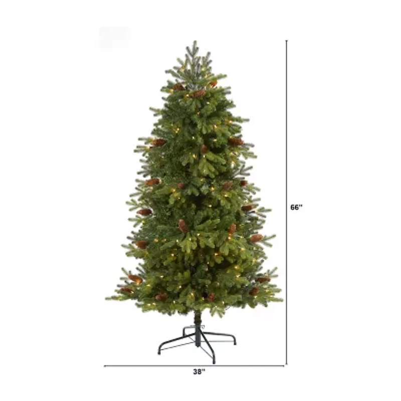 Nearly Natural Yukon Mountain 5 1/2 Foot Pre-Lit Fir Christmas Tree