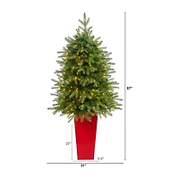 Nearly Natural Vancouver Fir 4 1/2 Foot Pre-Lit Potted Fir Christmas Tree