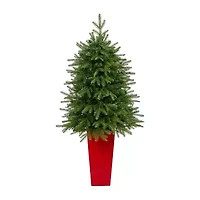 Nearly Natural Vancouver Fir 4 1/2 Foot Pre-Lit Potted Fir Christmas Tree