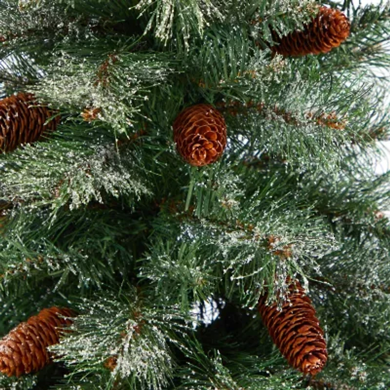 Nearly Natural Snowed French Alps 4 Foot Potted Pine Christmas Tree