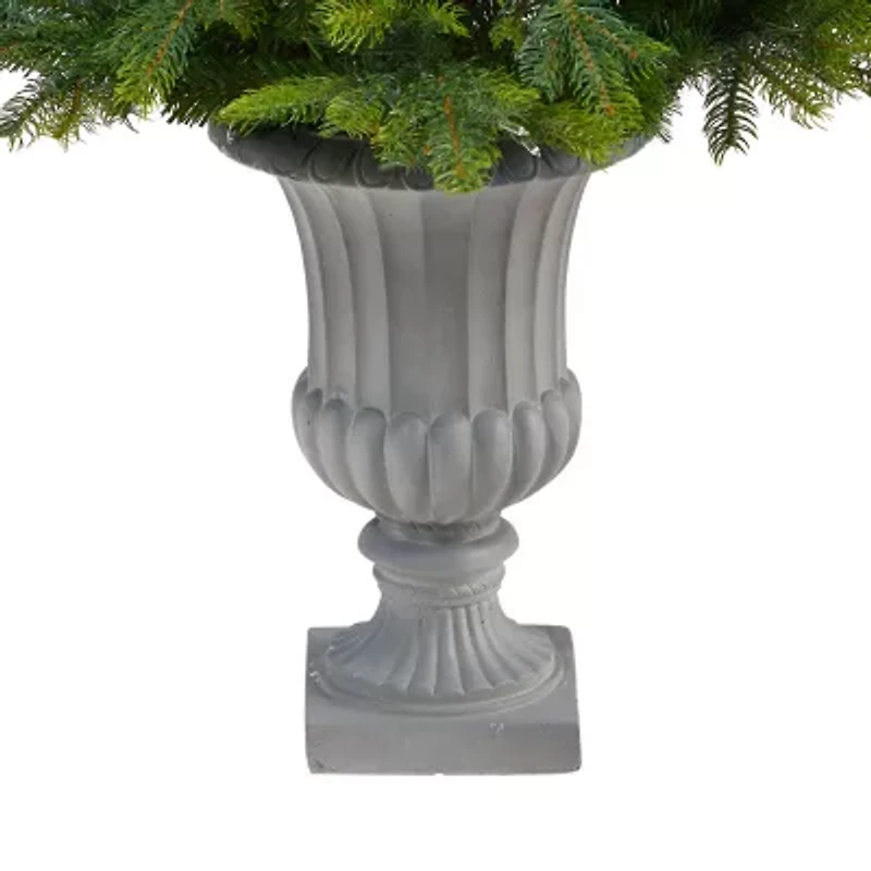 Nearly Natural North Carolina Spruce 4 1/2 Foot Pre-Lit Potted Spruce Christmas Tree