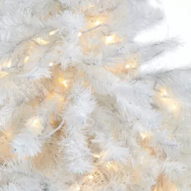 Nearly Natural White 4 1/2 Foot Pre-Lit Potted Pine Christmas Tree