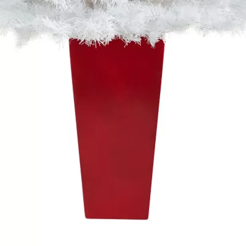 Nearly Natural White 4 1/2 Foot Pre-Lit Potted Pine Christmas Tree