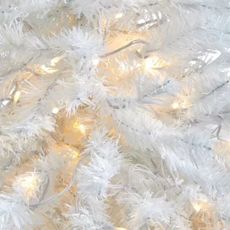 Nearly Natural 50in. White 4 Foot Pre-Lit Potted Pine Christmas Tree