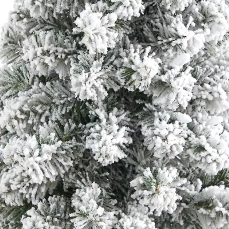 Nearly Natural Pencil 4 1/2 Foot Pre-Lit Flocked Potted Pine Christmas Tree