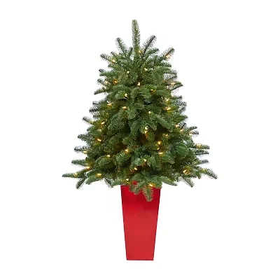 Nearly Natural 3 1/2 Foot Pre-Lit Potted Spruce Christmas Tree