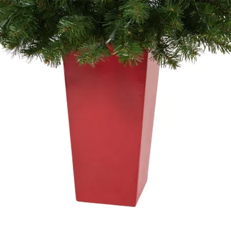 Nearly Natural Virginia Fir 4 1/2 Foot Pre-Lit Potted Fir Christmas Tree