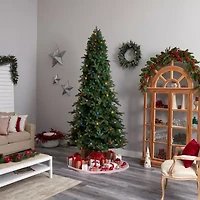 Nearly Natural Fir 9 1/2 Foot Pre-Lit Fir Christmas Tree