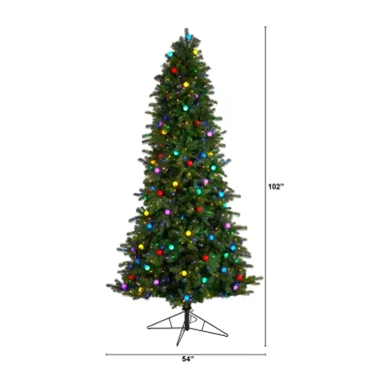 Nearly Natural 8 1/2 Foot Pre-Lit Fir Christmas Tree