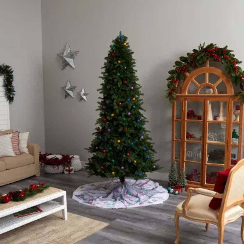 Nearly Natural 8 1/2 Foot Pre-Lit Fir Christmas Tree