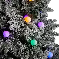 Nearly Natural 9 1/2 Foot Pre-Lit Flocked Fir Christmas Tree