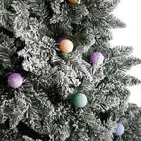 Nearly Natural 9 1/2 Foot Pre-Lit Flocked Fir Christmas Tree