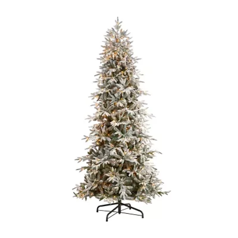 Nearly Natural Flocked Foot Pre-Lit Spruce Christmas Tree