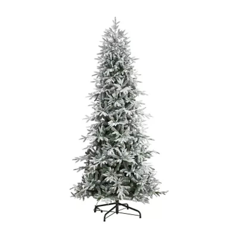 Nearly Natural Flocked Foot Pre-Lit Spruce Christmas Tree