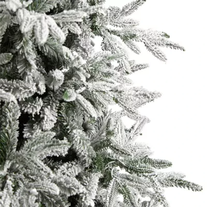 Nearly Natural Flocked Foot Pre-Lit Spruce Christmas Tree