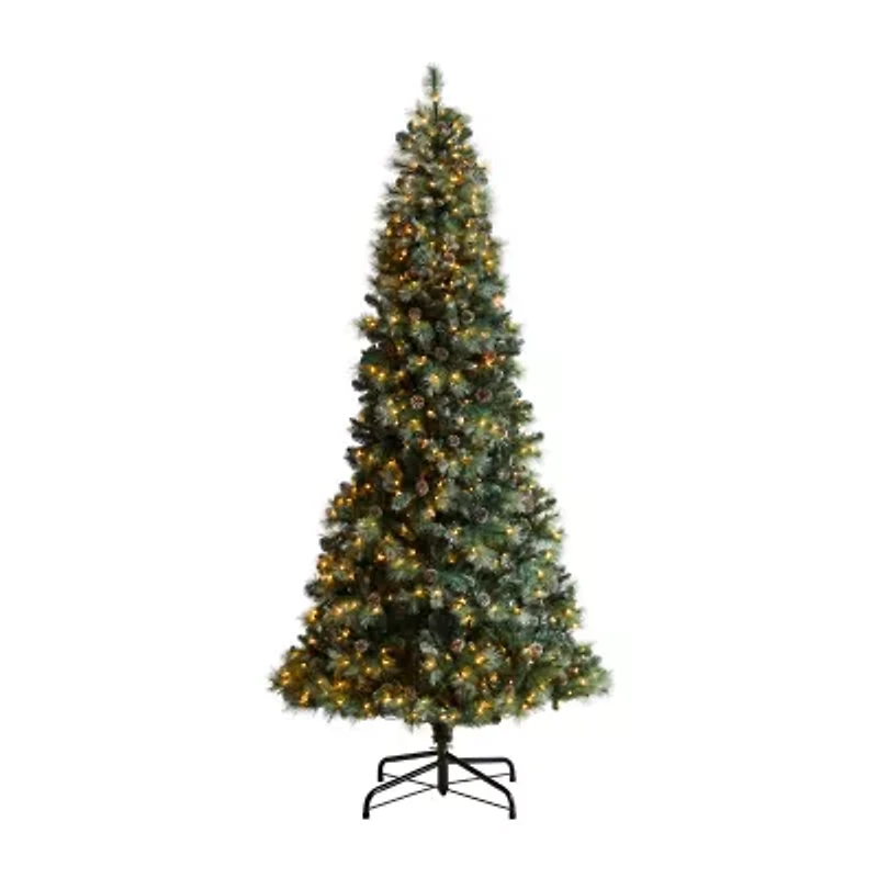 Nearly Natural Frosted Foot Pre-Lit Flocked Pine Christmas Tree
