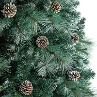 Nearly Natural Frosted 8 Foot Pre-Lit Flocked Pine Christmas Tree