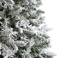 Nearly Natural 9 Foot Pre-Lit Flocked Pine Christmas Tree