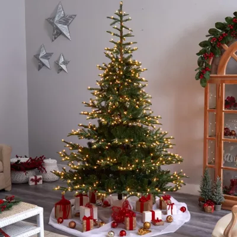 Nearly Natural Layered 8 Foot Pre-Lit Spruce Christmas Tree