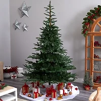 Nearly Natural Layered 8 Foot Pre-Lit Spruce Christmas Tree