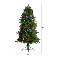 Nearly Natural 5 Foot Pre-Lit Fir Christmas Tree