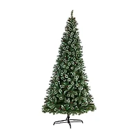 Nearly Natural 10ft Frosted Pine 10 Foot Pre-Lit Flocked Pine Christmas Tree