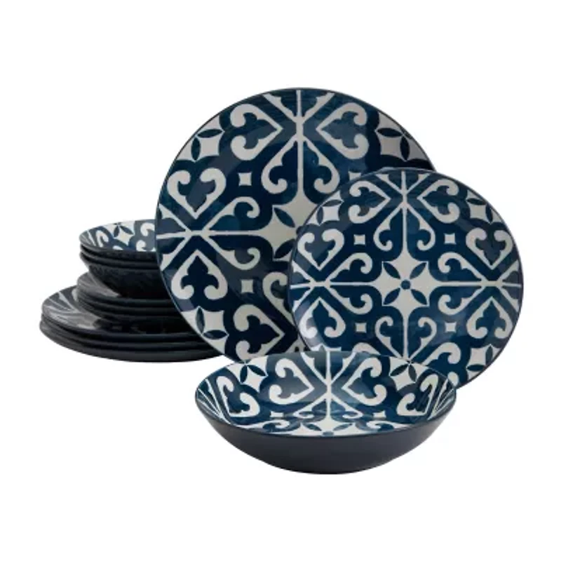 Fieldcrest Atlas Medallion 12-pc. Stoneware Dinnerware Set