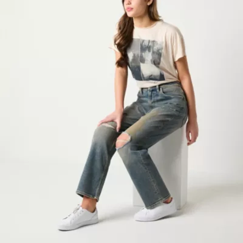 Arizona Womens Juniors Highest Rise Straight Leg Jean