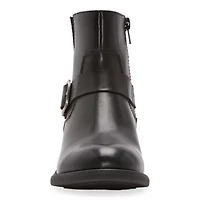 Frye and Co. Womens Cormac Moto Stacked Heel Cushioned Buckle Combat Boots