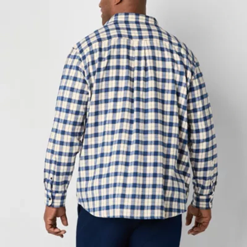 St. John's Bay Mens Long Sleeve Classic Fit Big and Tall Flannel Shirt