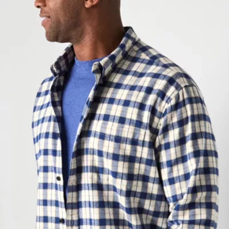St. John's Bay Mens Long Sleeve Classic Fit Big and Tall Flannel Shirt