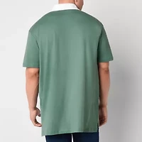 Arizona Mens Short Sleeve Classic Fit Striped Big and Tall Rugby Shirt
