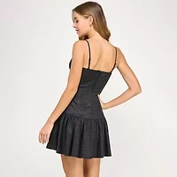 City Triangle Drop Waist Bow Womens Juniors Fit + Flare Dress