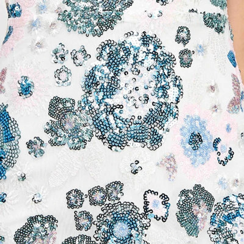 City Triangle Womens Sequin Floral Juniors Bodycon Dress