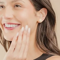 Diamond Blossom (G,Si2) 1 CT. T.W. Lab Grown White Diamond 10K Gold 11mm Round Stud Earrings