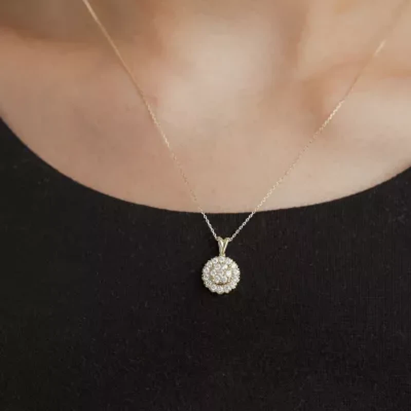 (Si2/G) Womens 1/2 CT. T.W. Lab Grown White Diamond 10K Gold Round 18 Inch Pendant Necklace