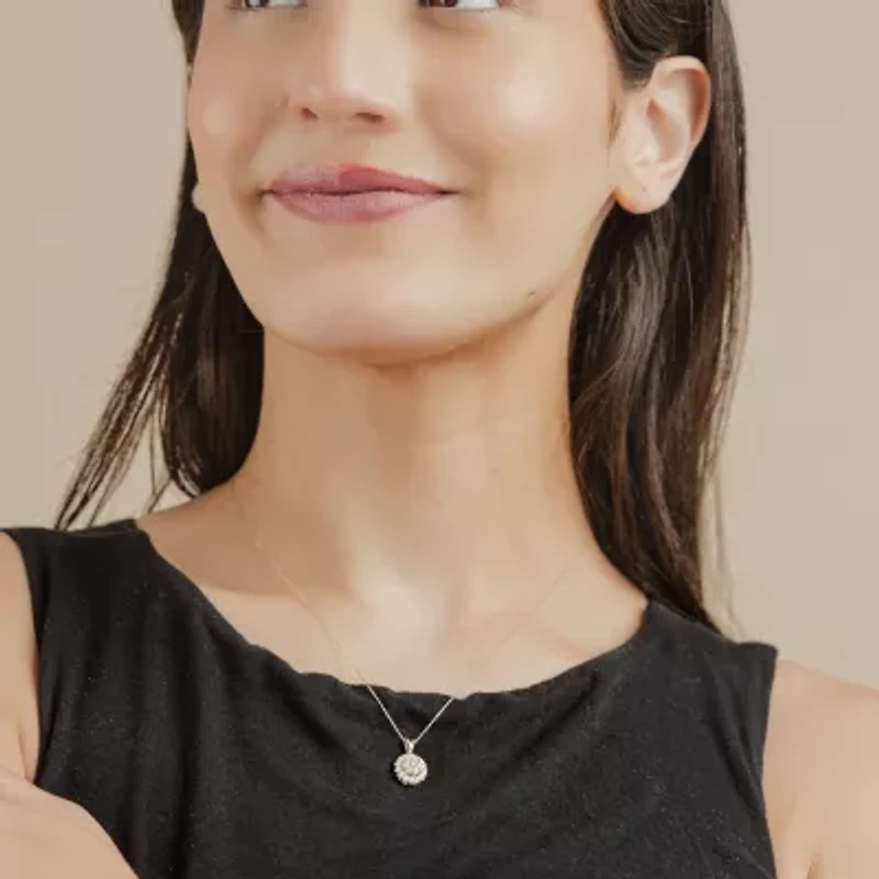 (Si2/G) Womens 1/2 CT. T.W. Lab Grown White Diamond 10K Gold Round 18 Inch Pendant Necklace