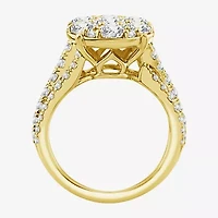 Diamond Blossom (F / Si2) Womens 3 CT. T.W. Lab Grown White 10K Gold Round Side Stone Cocktail Ring
