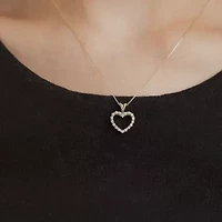 (G/ Si2 ) Womens 1/4 CT. T.W. Lab Grown White Diamond 10K Gold Heart 18 Inch Pendant Necklace