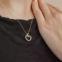 (G/ Si2 ) Womens 1/4 CT. T.W. Lab Grown White Diamond 10K Gold Heart 18 Inch Pendant Necklace