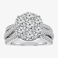 Diamond Blossom (Si2 / F) Womens 3 CT. T.W. Lab Grown White 10K Gold Round Cocktail Ring