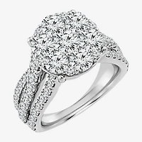 Diamond Blossom (Si2 / F) Womens 3 CT. T.W. Lab Grown White 10K Gold Round Cocktail Ring