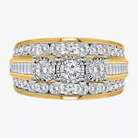 (I / I1) Womens 2 CT. T.W. Lab Grown White Diamond 10K Gold Round 3-Stone Engagement Ring