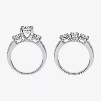 Womens 4 CT. T.W. Lab Grown White Diamond 10K Gold Side Stone 3-Stone Bridal Set