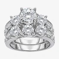 Womens 4 CT. T.W. Lab Grown White Diamond 10K Gold Side Stone 3-Stone Bridal Set