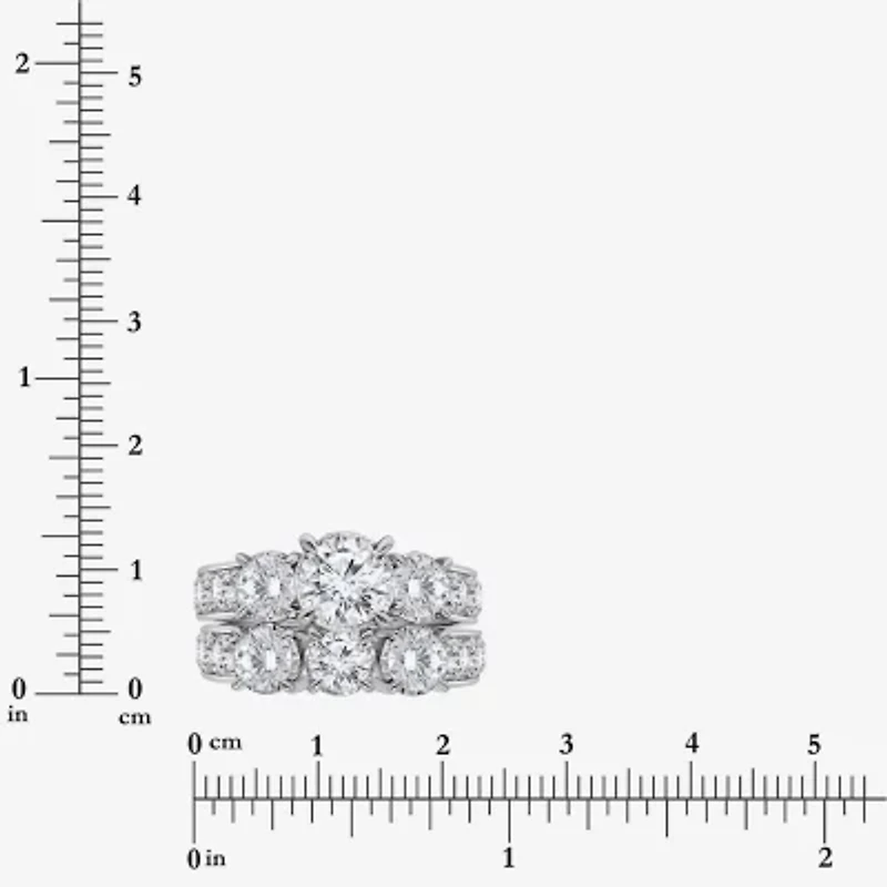 Womens 4 CT. T.W. Lab Grown White Diamond 10K Gold Side Stone 3-Stone Bridal Set